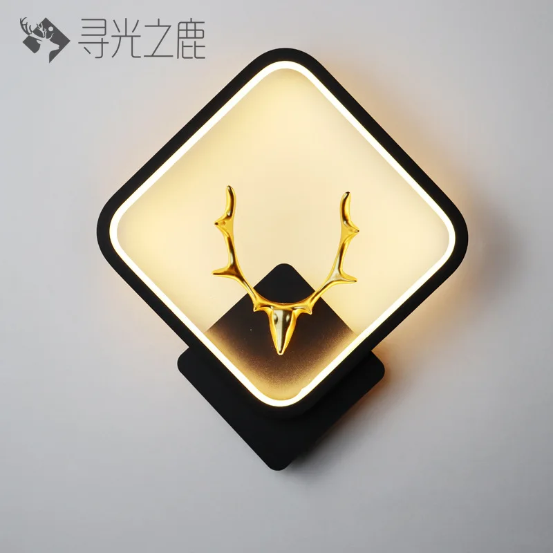 Nordic Slaapkamer Wandlamp, Bedlampje, Woonkamer Achtergrond Wanddecoratie, Minimalistische Gang, Hertenhoorn Led Wandlamp