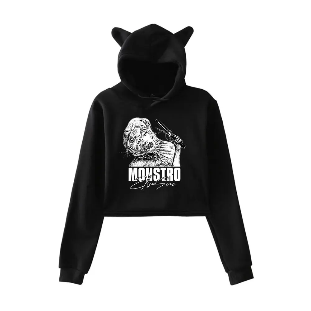 The Substance 2024 Movie Monstro Elisasue Vintage 90s Streetwear logo Hoodie Merch Hoodies Sweatshirts for Girls Cat Ear Crop