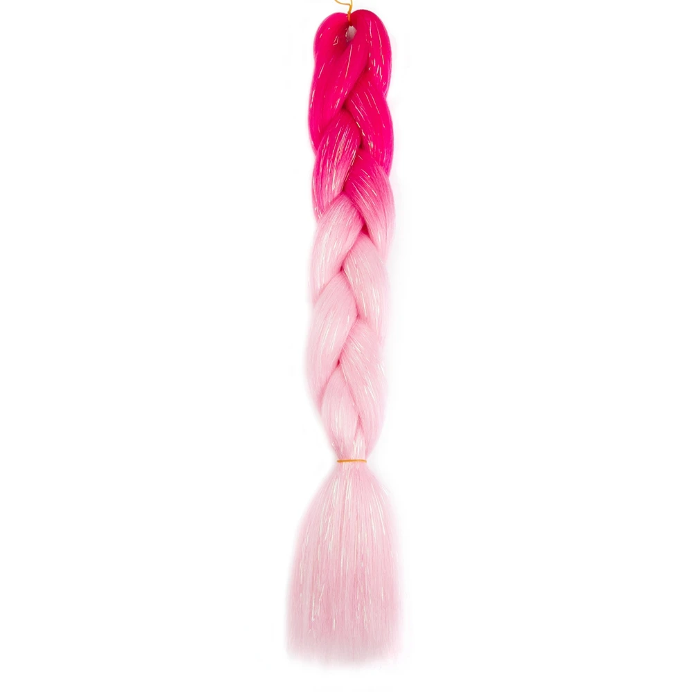 Synthetische Ombre 24Inch Glitter Jumbo Vlechten Extensions Sparkle Regenboog Gekleurde Vlechten Haar Voor Vrouwen Groothandel Diy Kapsel