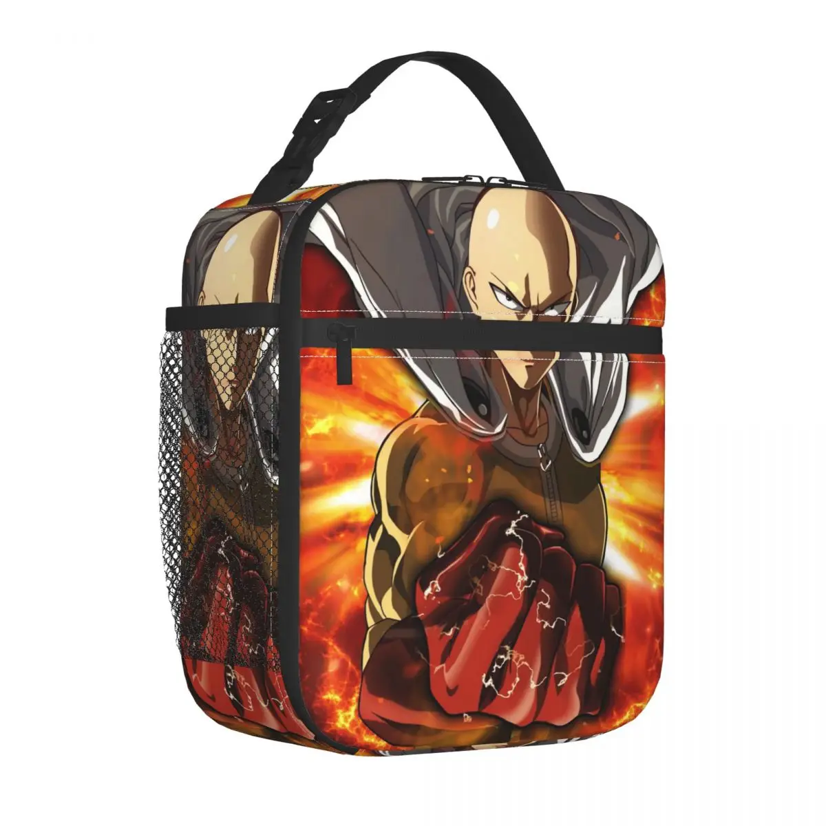 حقيبة غداء معزولة من One Punch Man حقيبة حرارية   حاوية الوجبات أنيمي سايتاما عالية السعة حمل صندوق الغداء فتاة صبي العمل في الهواء الطلق
