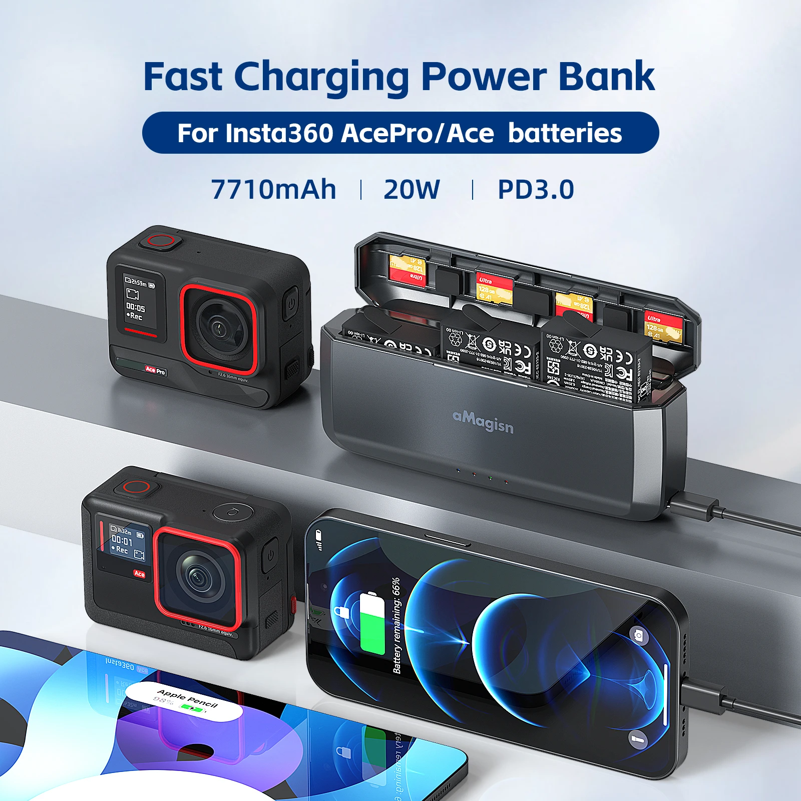 

for Insta360 Ace Pro Ace Fast Charging Mobile Power Charger Sports Camera Accessories