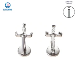 QM ASTM F136 Titanium Internally Threade Sword Internally Threaded Labret Helix Cartilage Tragus Body Piercing Jewelry ASTM F136