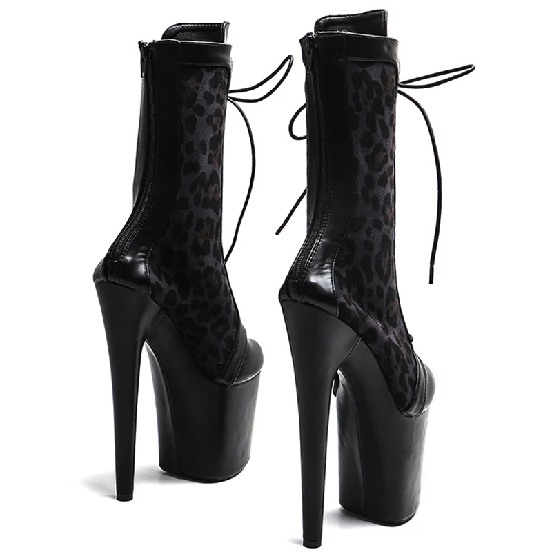 Leecabe 20CM/8Inch  Suede Leopard upper  Trend fashion boots party Platform  High Heels stripper heel Pole Dance boot