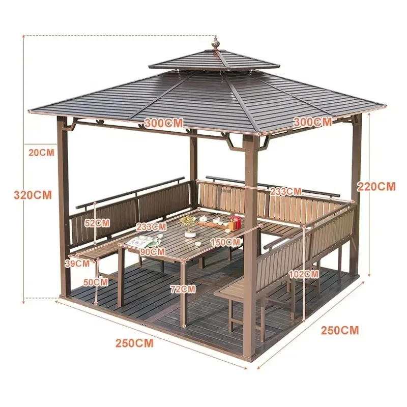 Ultra Hard Galvanized Steel 10x10ft Gazebo with Four Sided Mesh Weatherproof Rainproof Outdoor Canopy Tent