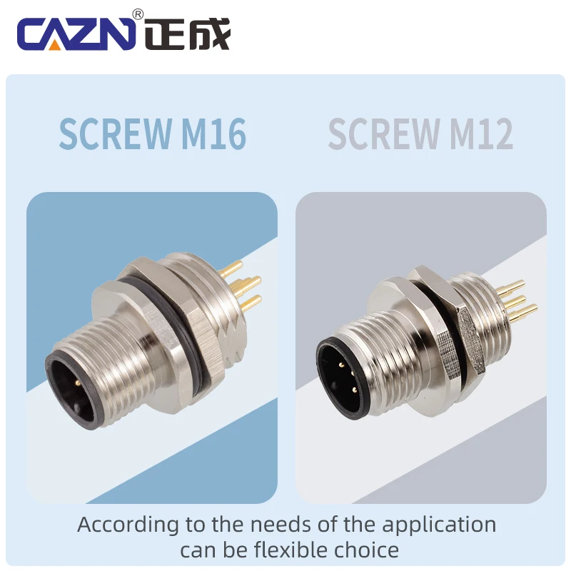 2/3/4/5/6/8/12/17 Pins M12 PCB Type Socket A/B/D Code Male&Female Panel Mount Sensor Connection For Automation Industry