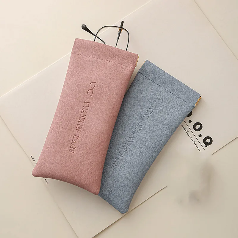 Fashion Soft Leather Reading Glasses Bag Case Waterproof Solid Sun Glasses Pouch Simple Eyewear Storage Bags Eyewear Accessories