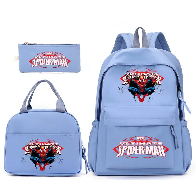 3pcs/Set Superhero Spiderman Backpack with Lunch Bag for Women Student Teenagers School Bags Comfortable Travel Sets