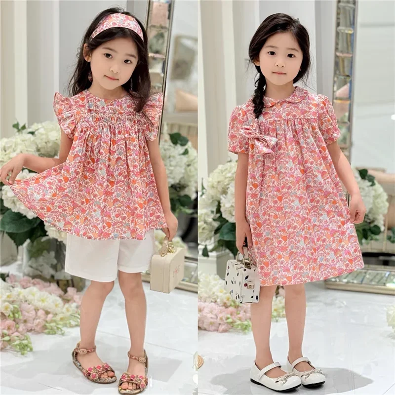 

Предварительная продажа (отправка в апреле) 2025 BP Летнее красное платье с цветочным принтом Одежда для маленьких девочек Детские рубашки и шорты Костюм Рубашки для девочек с принтом