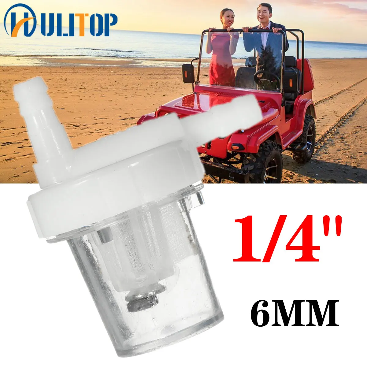 2pcs 496875 Universal Motorcycle Petrol Fuel Filter White Clear 1/4\