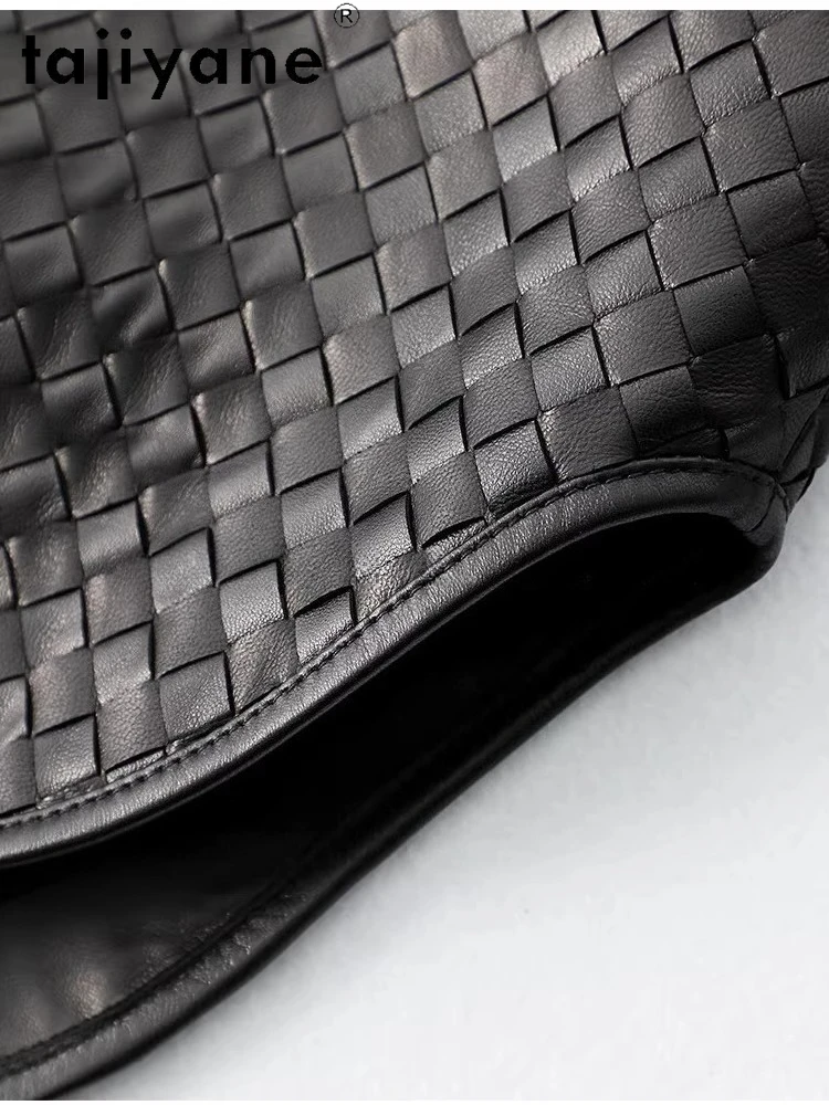 TAJIYANE Echte Schapenvacht Leren Jas Vrouw Stijlvolle Geweven Jas Korte Lederen Jassen 2025 Herfst Kleding Ellaб Nayeка Turismo