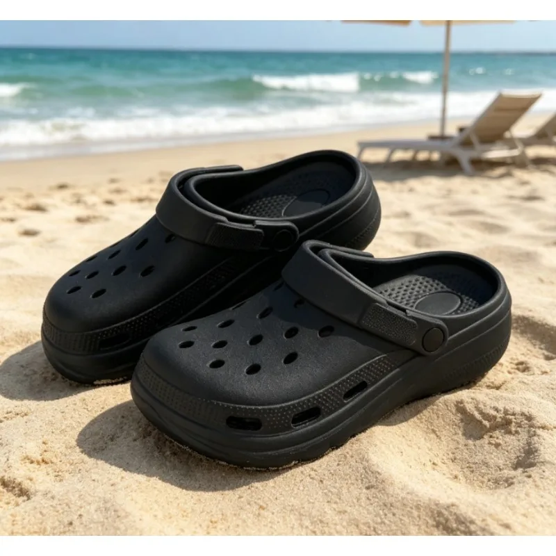 Summer Breathable Hollow Hole Shoes, Girl Cartoon Bag Head Shoes EVA Waterproof and Non-slip Home Wear Soft-soled Shoes