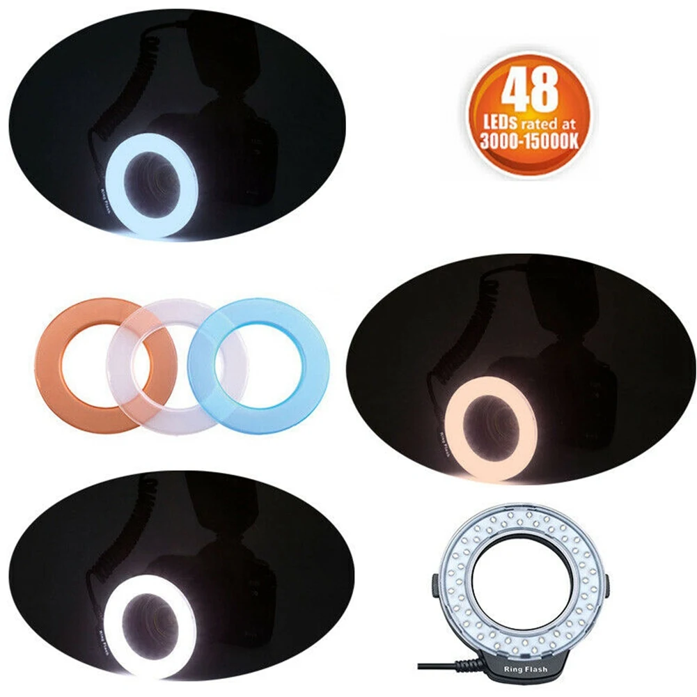 DTD1013~Macro LED Ring Flash Light Kit with 8 Adapter Ring for DSLR Camera Flash