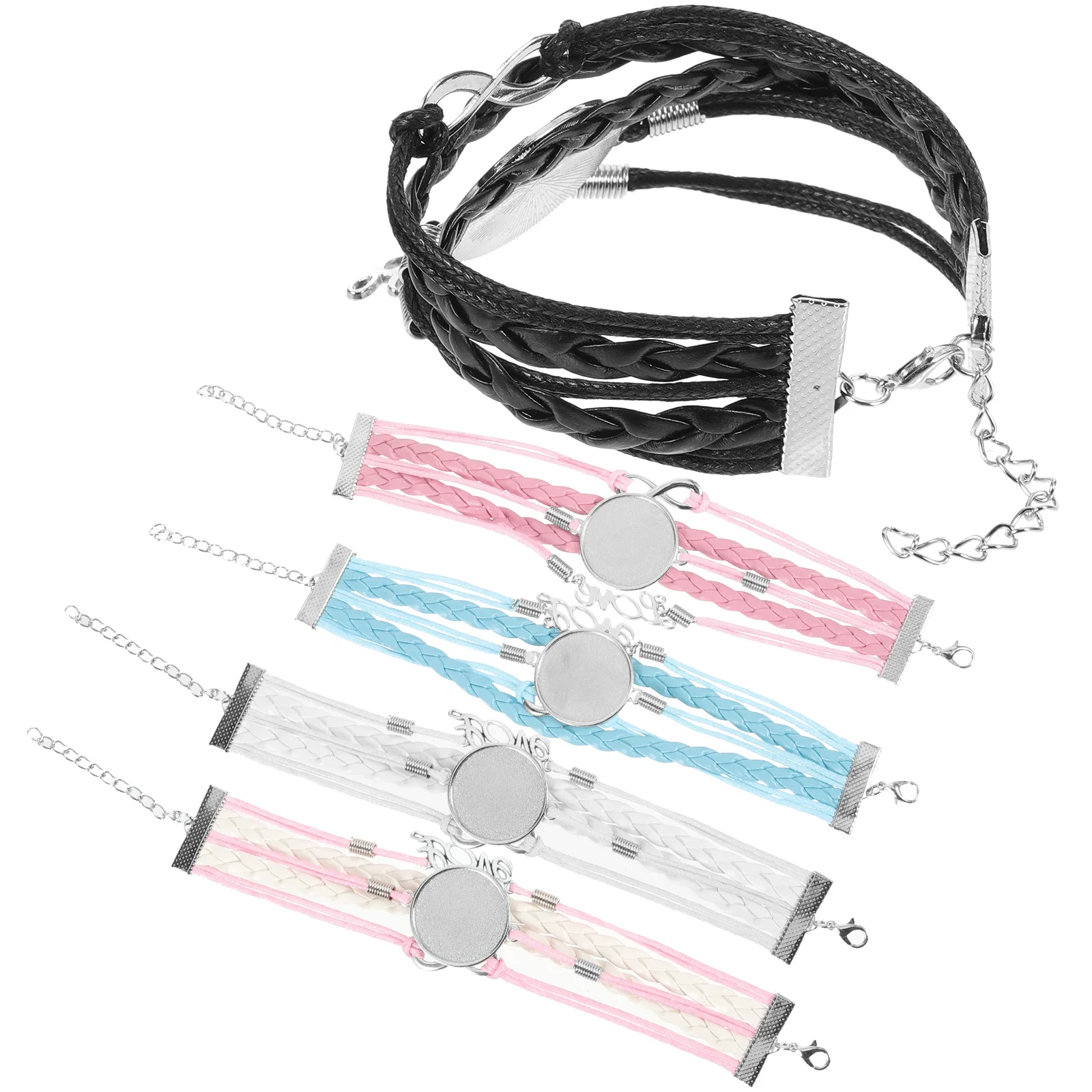 

5pcs 25mm Adjustable Bezel Bracelets Sublimation Round Discs White DIY Heat Transfer Jewelry Kits Metal Cuffs