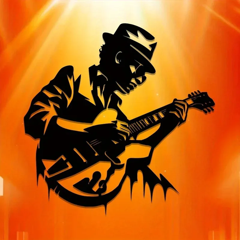 Artisan-Crafted Guitarist Metal Wall Sculpture – Hand-Forged Music Note Decor for Home/Studio/Cafe – Perfect Gift for Guitarists
