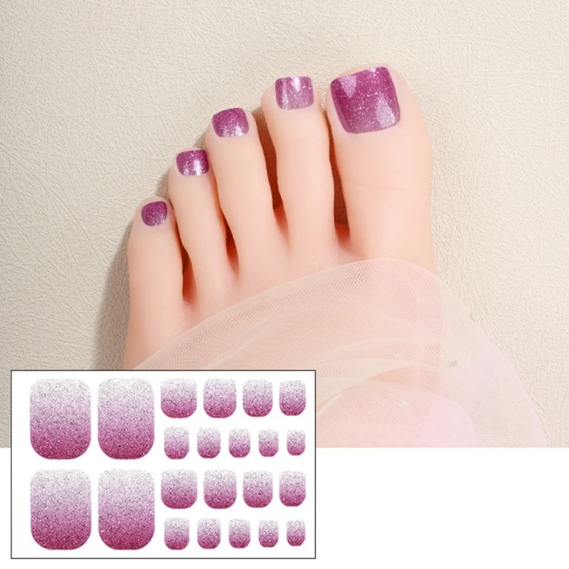 False Toenails Tips Cats Eye Toenail Art Stickers Self-Adhesive Toenail Wraps C1FF