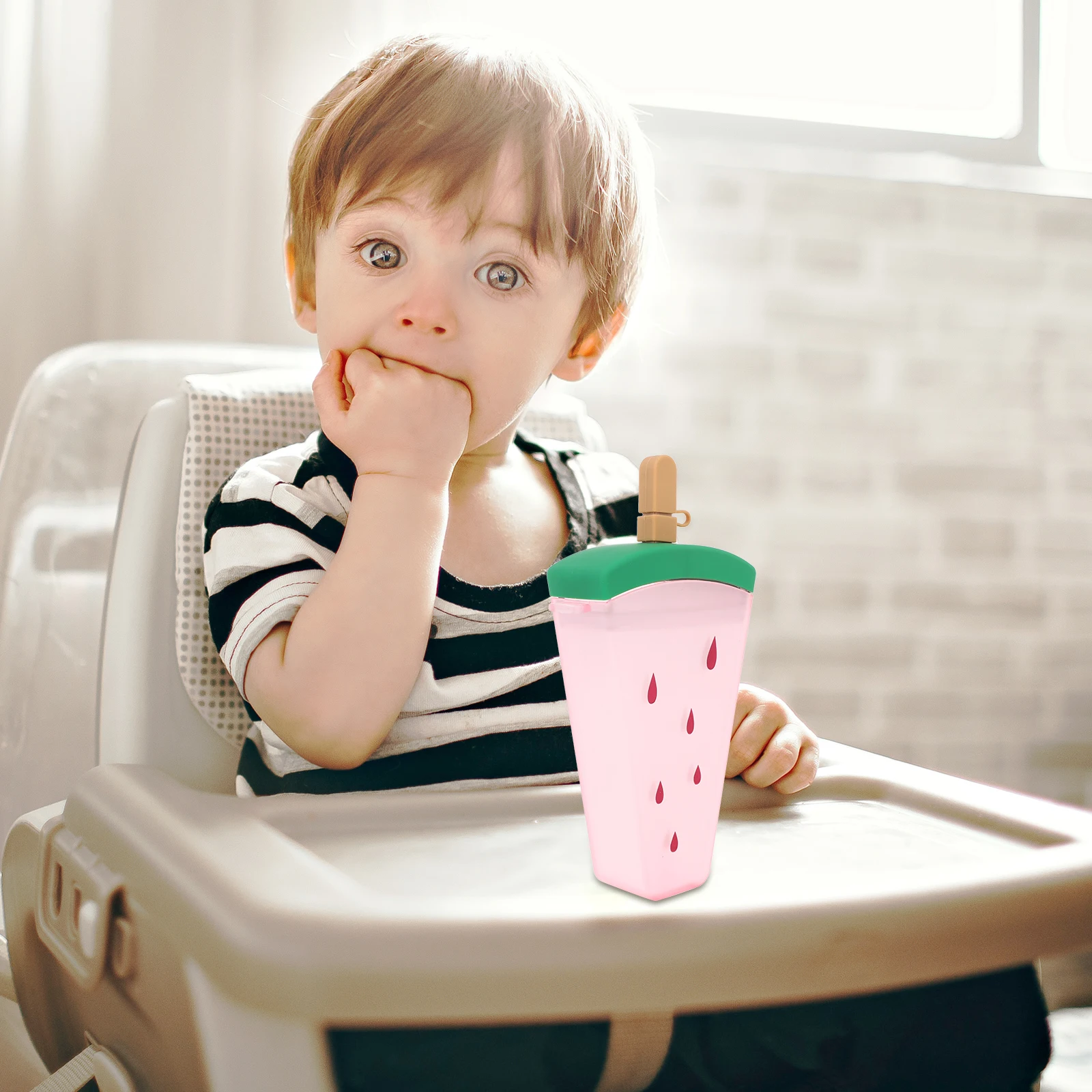 

Ice Shaped Water Bottle Leakproof Straw Cup Portable Outdoor Storage Red Child Summer Cold Insulated Container Kitchen Bar