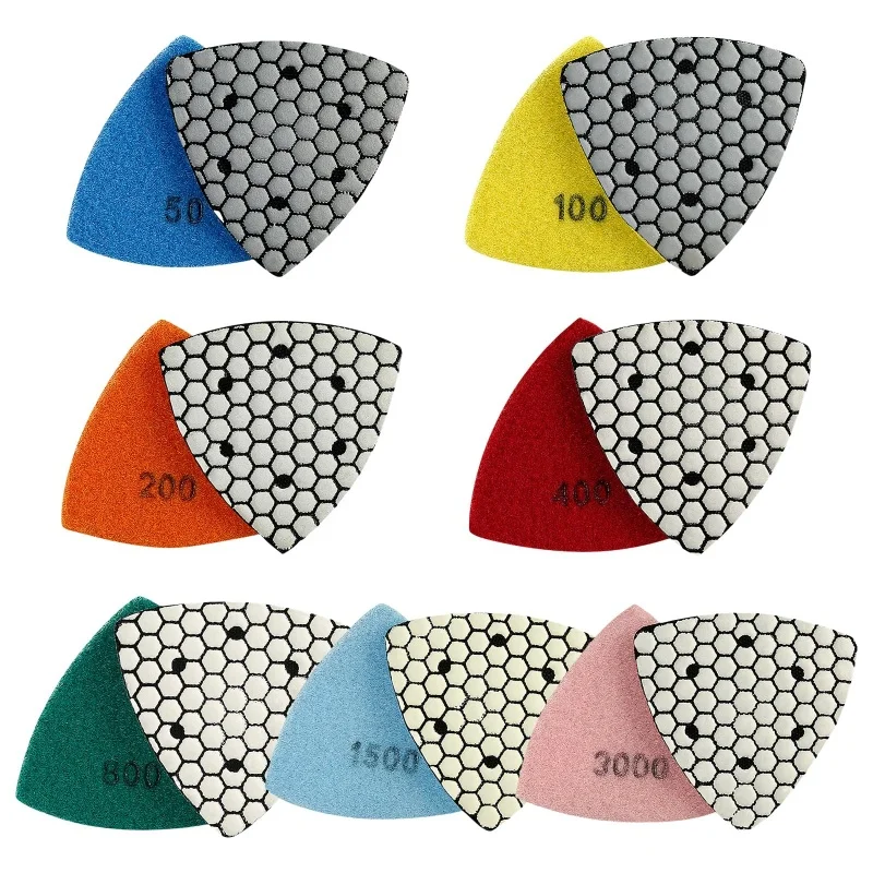 

7PCS 90mm Triangle Diamond Dry Polishing Pads For Granite Marble Concrete Stone Sanding Pads Polishing Disc Abrasives Tools