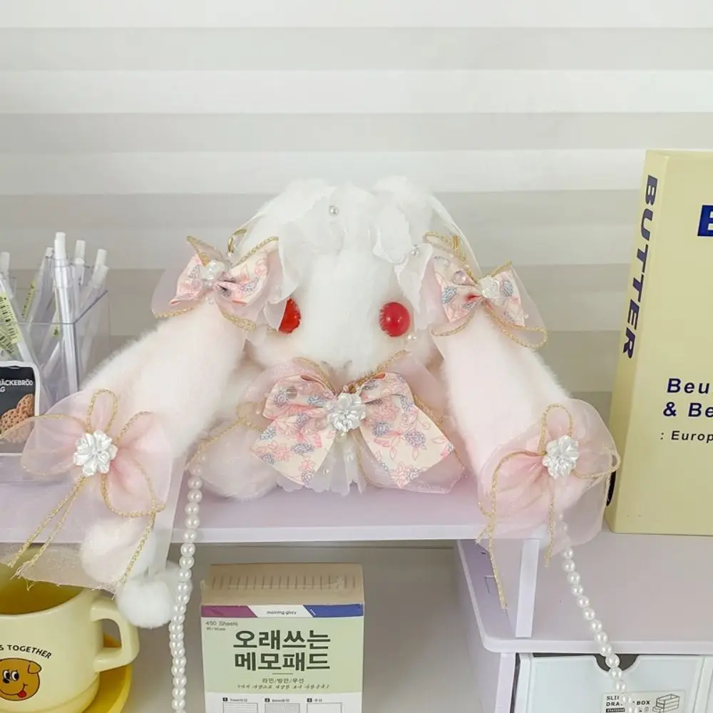 New Bunny Plush Bag Lolita Sweet Crossbody Bags Princess Pearl Chain Purse