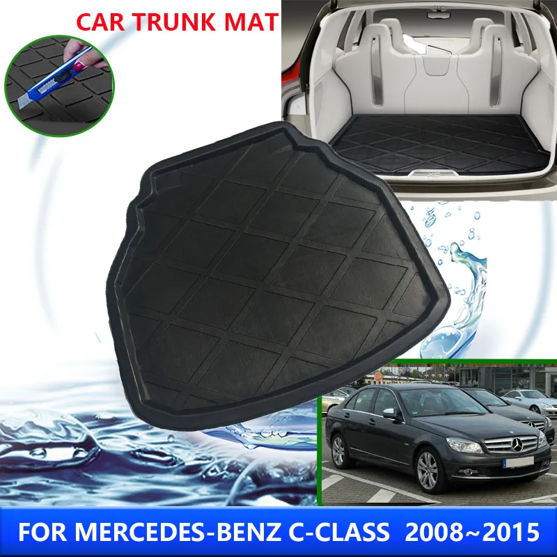 For Mercedes Benz C Class 200 W204 2008~2015 2010 2011 2014 Car Rear Trunk Protector Pad Waterproof Anti-Fouling Mat Accessorie