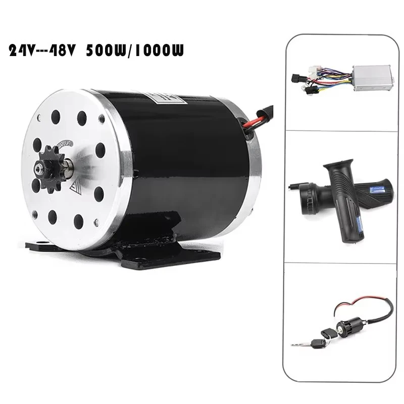 500W 1000W 24V 36V 48V DC Brushed Motor Kit Controller  E-bike Conversion Kit Electric Bike Scooter Skatebord Kit Motor MY1020