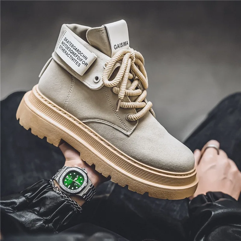 Luxury Denim Men's Boots Hand-designed High-top Shoes Stylish and Comfortable Riding Boots for Man Classic Breathable Work Shoes