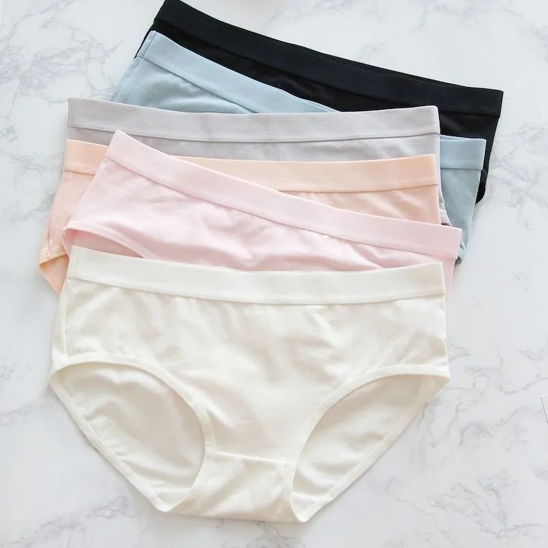 Women's Underwear Cotton Mid Waist Cotton Underpants Japanese Girly Simplicity Solid Color Women's Briefs