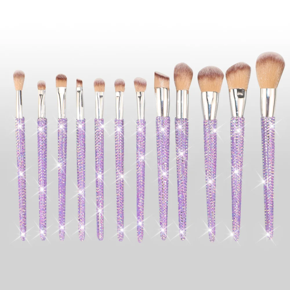 

Diamond sticker beauty tool sticker 12 makeup brush set, diamond sticker makeup brush beauty repair brush set
