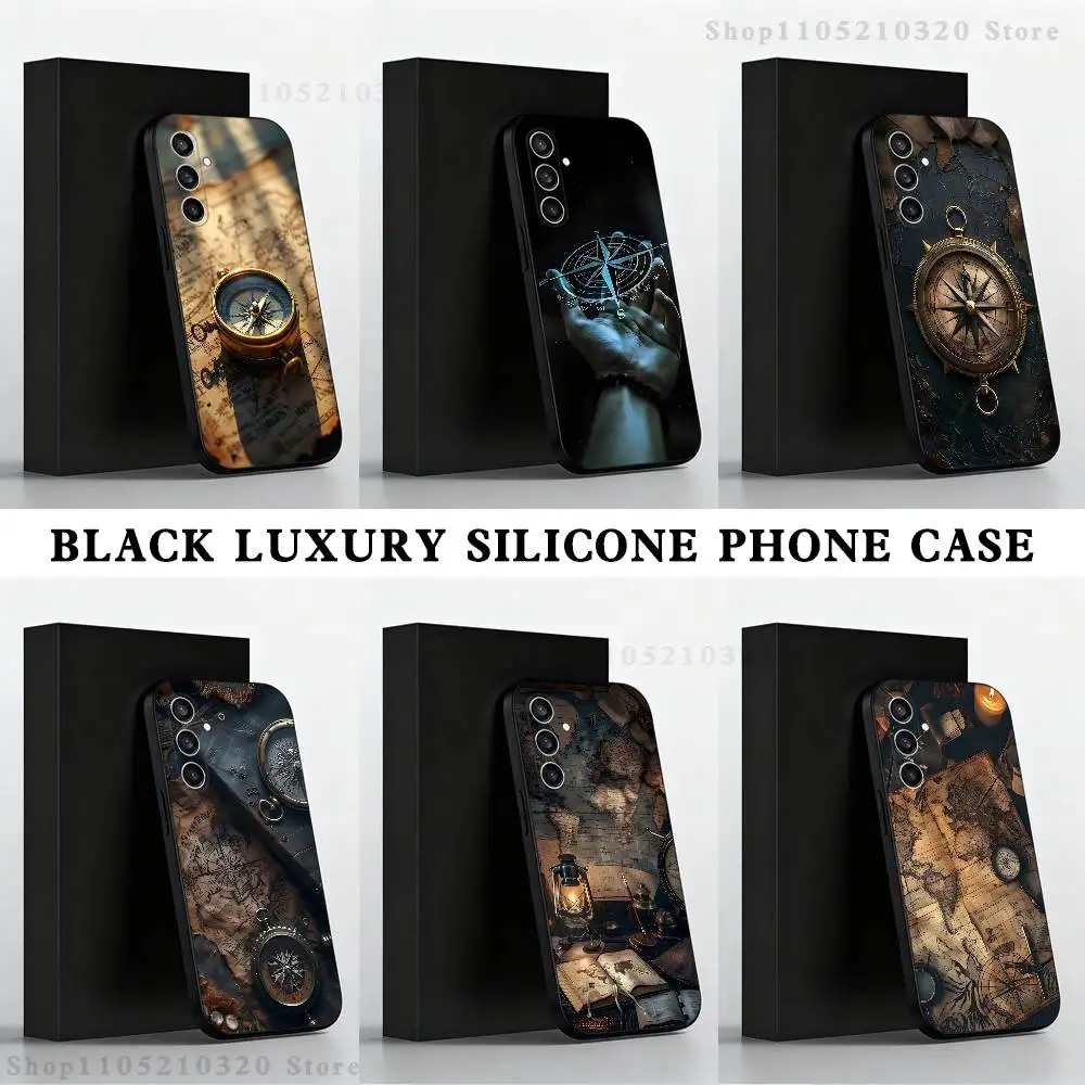 

Compass Phone Case For Samsung S 25,24,23,22,30,21,10,9,Ultra,Plus,Lite,FE,4,5 G Black Soft Case