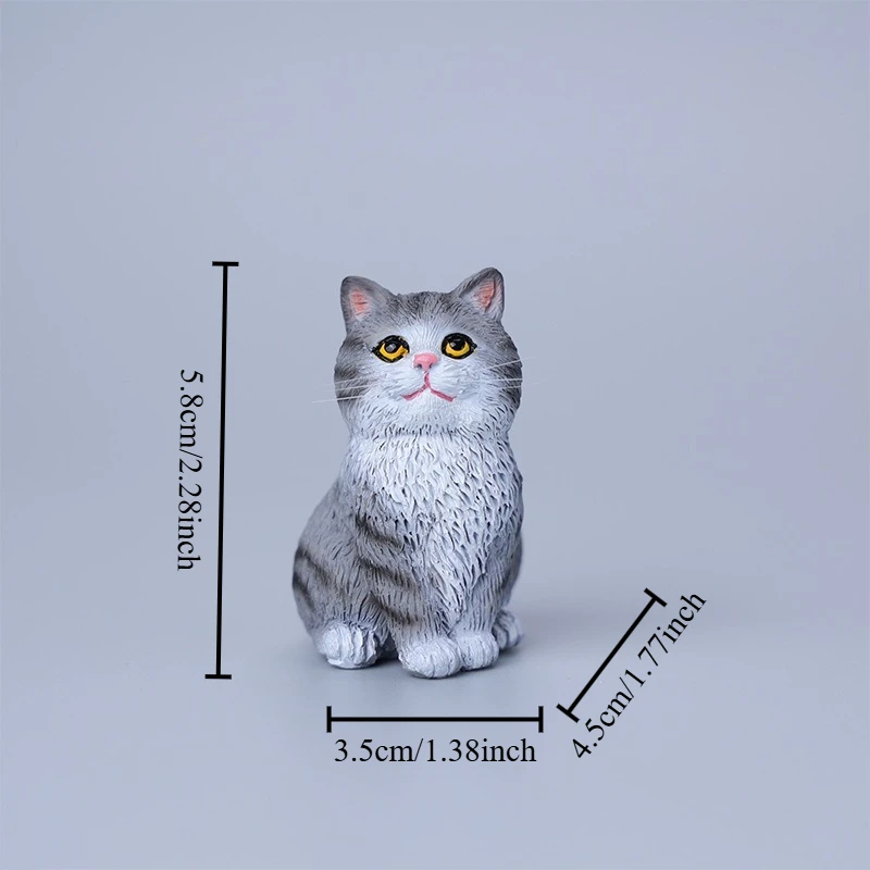 Seated Feline Figurine Ginger Tabby Monochrome Pet Replica Ornament Car Interior Decor Object DIY Resin Cat Landscape Miniatures