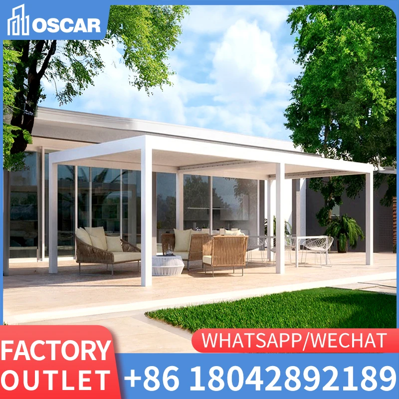 

AlunoTec 3x4 Bioclimatique Louver Gazebo Metal Opening Roof Outdoor Electric Bioclimatic Pergola Aluminum Terrace Roofing