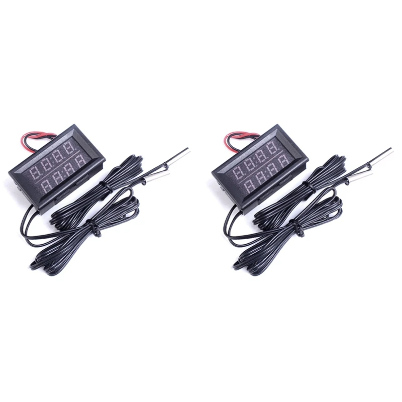 Smart-2X Dual Red LED Digital Display Thermometer Waterproof Temperature Sensor 0.56 Inch