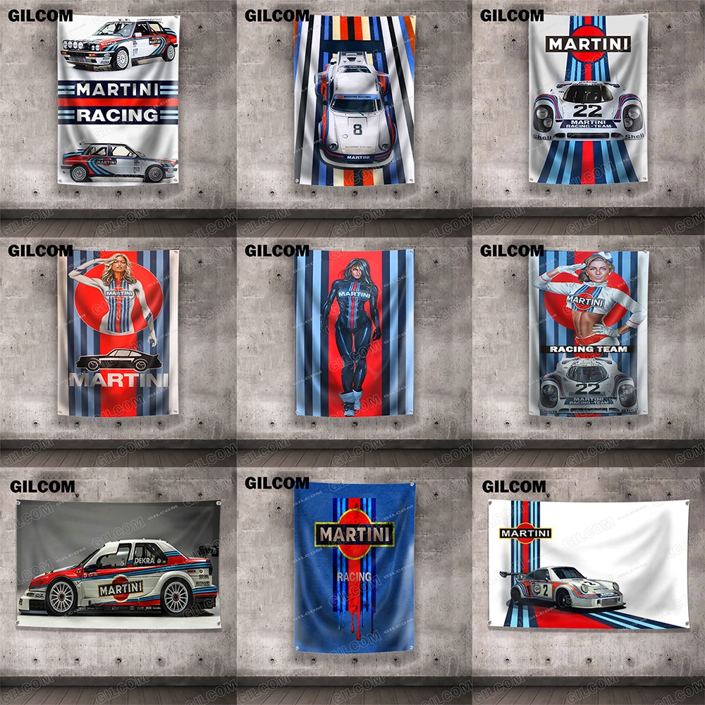 MARTINI Flag Racing Car Painting Racer Home Poster Advertise Logo Sport Outdoor Club Digital Printing Banner Brass Grommet