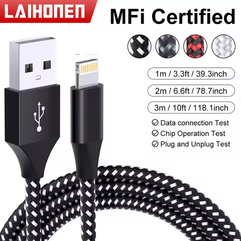 LAIHONEN USB Cable For iPhone 14 13 12 11 Pro Max XS XR X Fast Charging Cable For iPhone Charger USB Lighting Cable Wire Cord