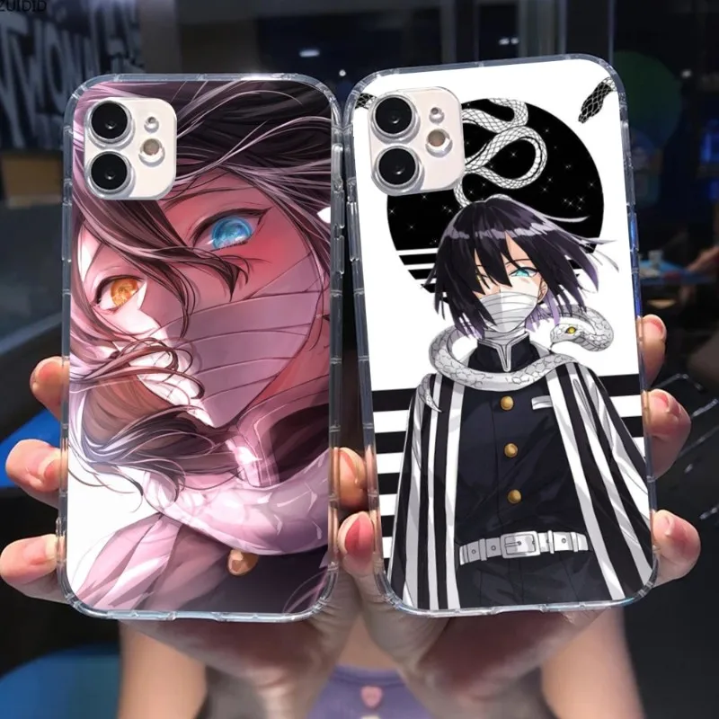 Demon Slayer Obanai Iguro Phone Case for iPhone 14 13 12 11 XS X 8 7 6 Plus Mini Pro Max SE 2022 Clear Phone Cover Funda