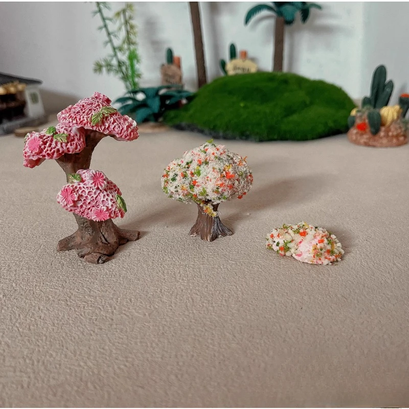 Emulation Miniature Plant Mini Tree Pile Cherry Blossom Tree Micro Landscape Sand Table Prop Model Decoration Ornament