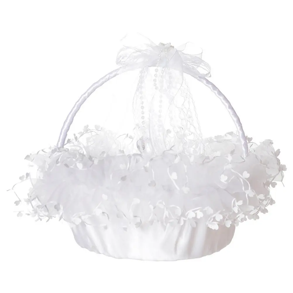 Flower Basket Container For Wedding Aisle Decor Wedding Premium Lace Supply Multi-purpose Handheld