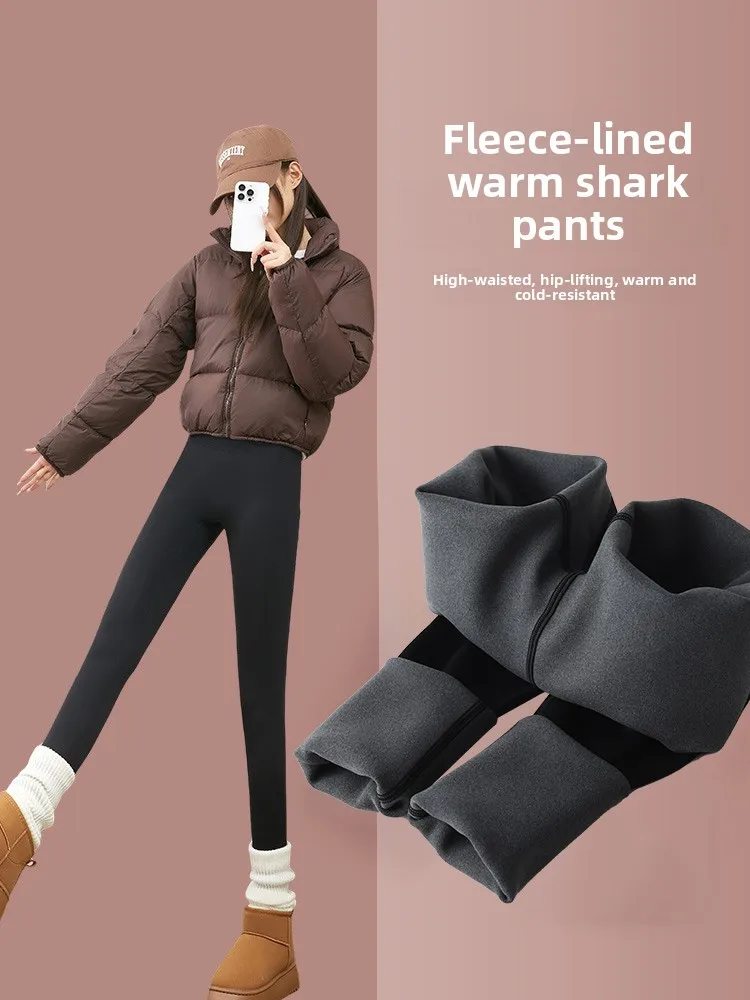 

Warm Fce Lined Yoga Pants Casual Wear Winter New Sle Micro Prure Slimming American Sle Versatile ark Skin Pants