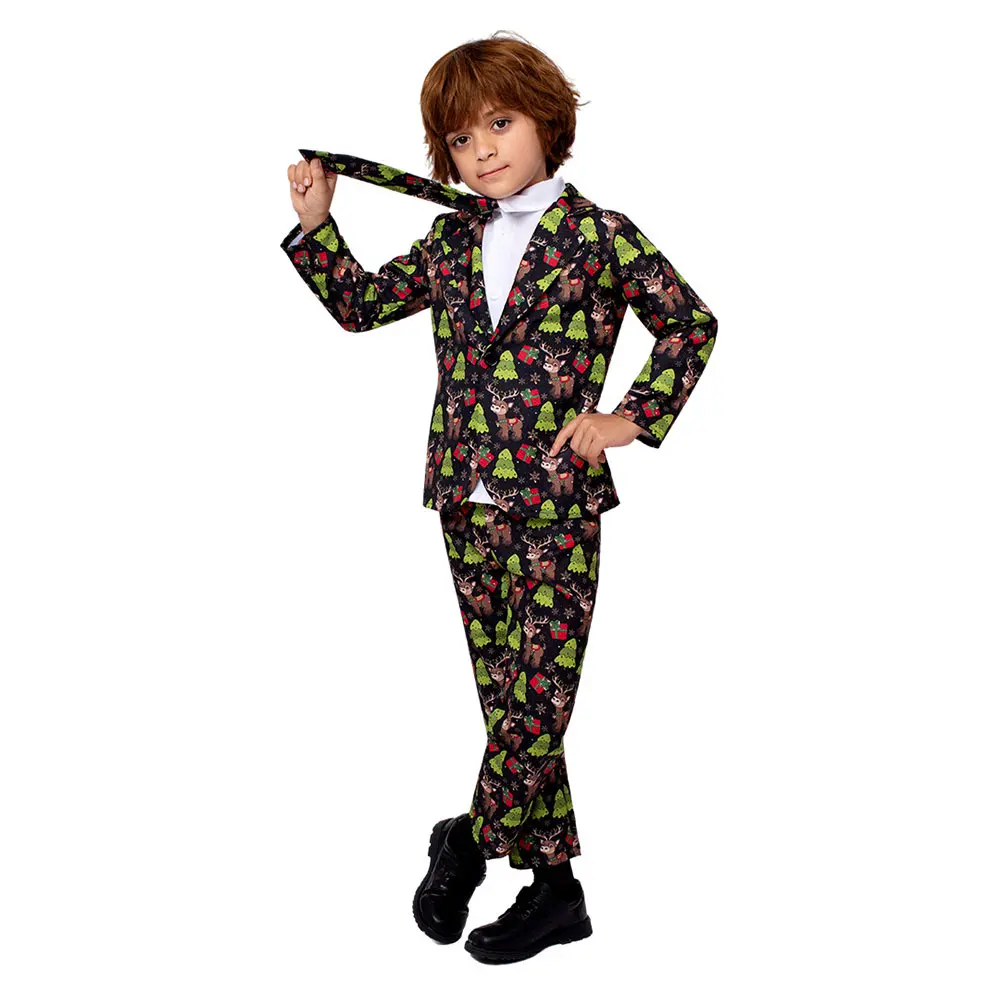 Robe de Cosplay Elk de Noël pour Enfants, Costume de Bol et Garçons, Tenues Imprimées Fantaisie, Tenue d'Halloween, Carnaval, Imbibé