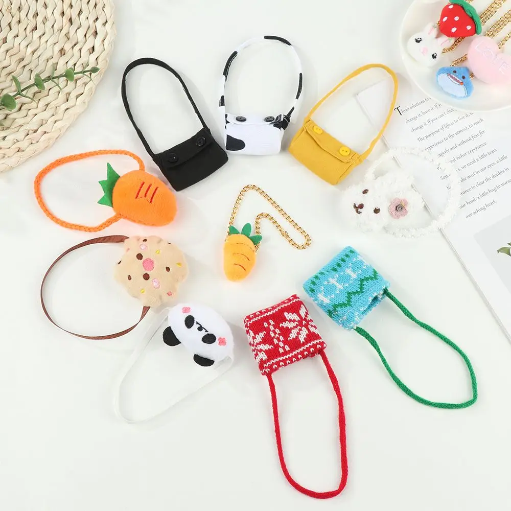 20CM Animal Panda Carrot Miniature Crossbody Messenger Bag Doll Bags Cartoon Dolls Accessories Changing Dressing Game Toys