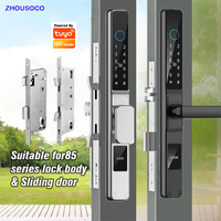 Waterproof Fingerprint Tuay Wifi APP RFID Card Smart Door Lock Password Keyless Electronic Door Lock Aluminum/Glass Sliding