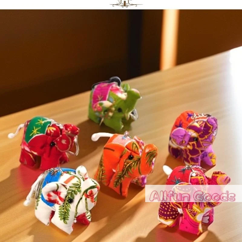 1Pcs Home/Office Hanging Key Chain Thailand National Cloth Stylish Elephant Bag Pendant Wind Chimes Ornaments DIY Decoration