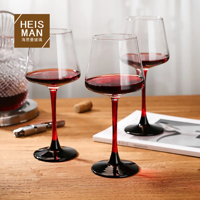 Withered  Wholesale of Heisman Tie, Boken Land High Feet Cup, Red Stem, Black Bottom Red Wine Cup, Household Crystal Glass Wine