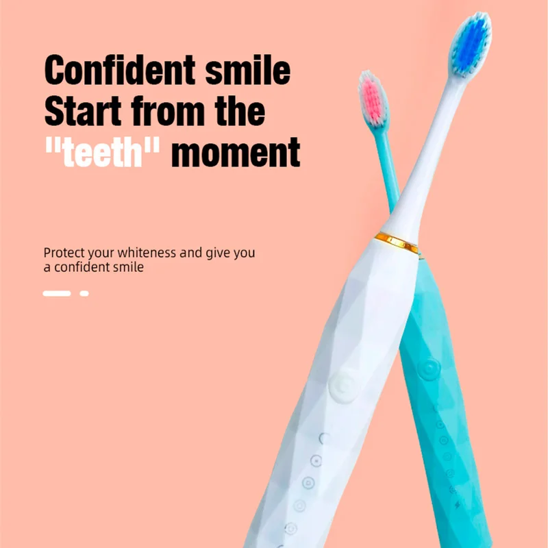فرشاة الأسنان الكهربائية بالموجات فوق الصوتية ستة وضع السرعة المنزل لينة الشعر USB شحن مقاوم للماء الكبار منظف الأسنان مجموعة زوجين التلقائي