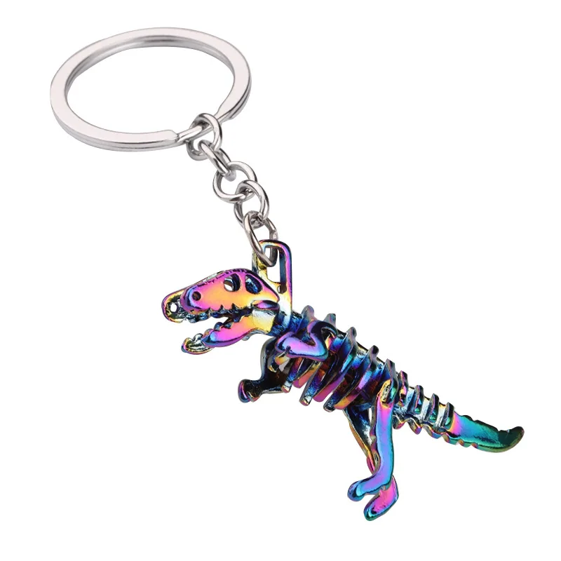 1 Piece Alloy Colorful Skeleton Dinosaur Keychain Halloween Skull Terror Key Pendant Vintage Gift For Men