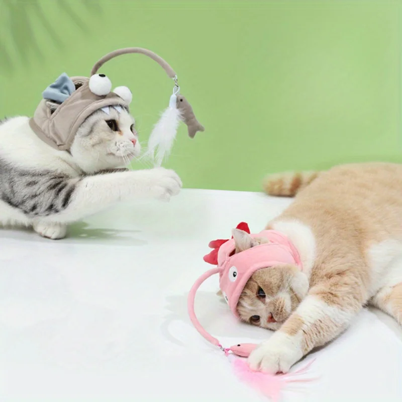 Cat Self-entertaining Toy, Teaser Wand with Bite-resistant Feather.