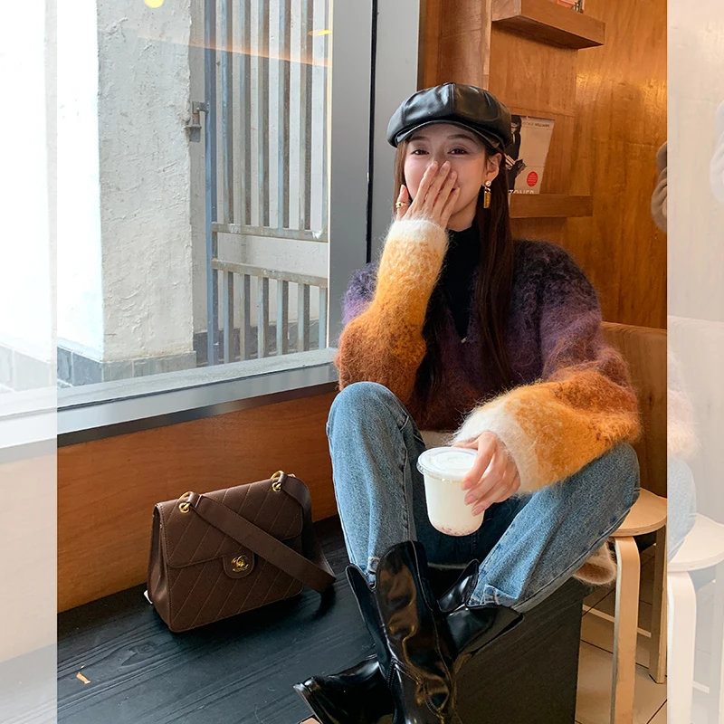 

Yum Star Women's Long Sve Sweater Fluffy Warm Lazy Sle Comfortable Fit Autumn Winter Seasonal Faion Knitwear Coat