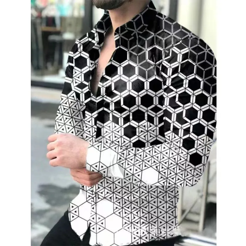 

Summer Men's Shirt Long Sleeve Fashion 3D Printed Lapel Casual Luxury Shirt Hawaiian Casual Men's Shirt 2024xs-6xl