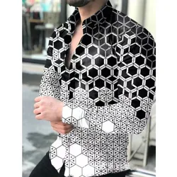 Camisa hawaiana de manga larga para hombre, camisa informal de lujo con solapa impresa en 3D, moda de verano, 2024xs-6xl