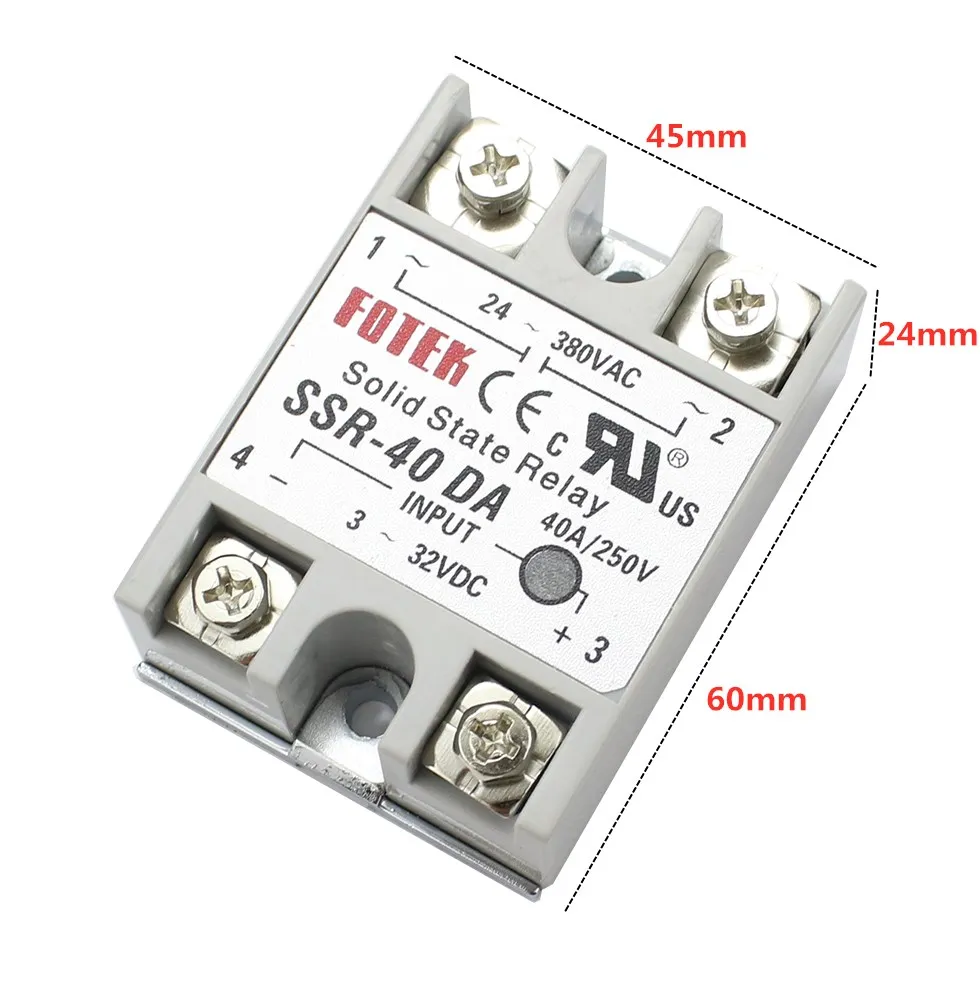 Relé de estado sólido ssr 10da 25da 40da dc controle ac escudo branco monofásico sem cobertura de plástico