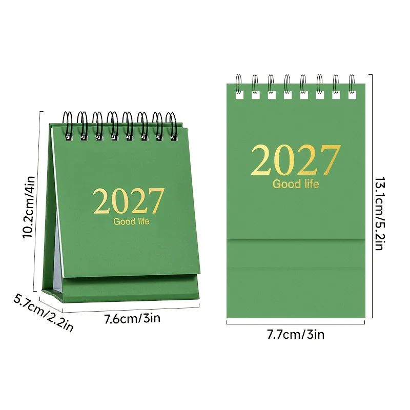Mini desktop desk calendar 2027-2028 simple hot stamping small calendar student office note plan this holiday gift